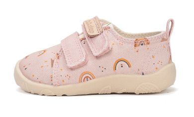Lasten paljasjalka sisä-/kangaskengät - Baby pink/sateenkaari -D.D.Step