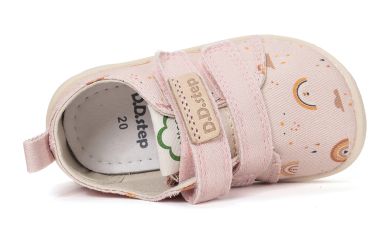 Lasten paljasjalka sisä-/kangaskengät - Baby pink/sateenkaari -D.D.Step