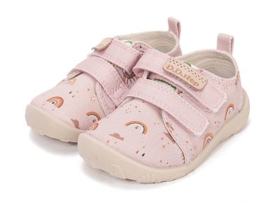 Lasten paljasjalka sisä-/kangaskengät - Baby pink/sateenkaari -D.D.Step