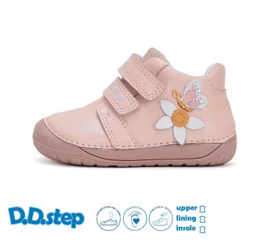 Lasten paljasjalka ensiaskelkengät - Baby Pink/ Kukka - DD Step 