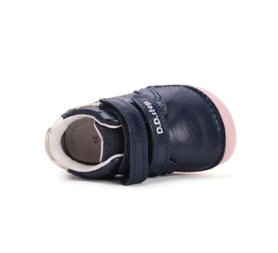 Lasten paljasjalka ensiaskelkengät - Royal blue/ perhoset  - DD Step