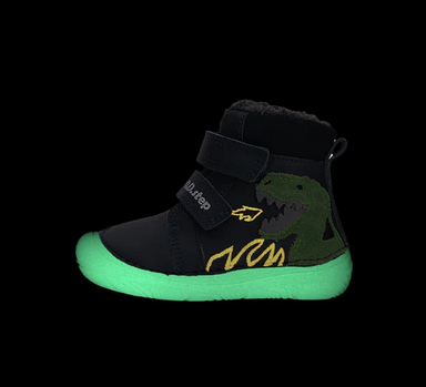 Lasten paljasjalka talvikengät  -royal blue/dino/glow in the dark - D.D.Step