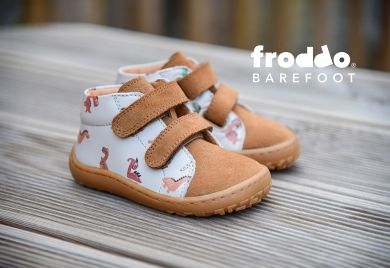 Lasten paljasjalkanilkkurit First Step -dino/brown+ - Froddo