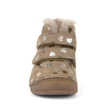 Pienten lasten talvikengät-Beige sydän- Winter Paix Up  Froddo