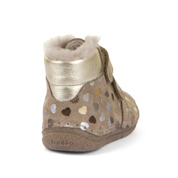 Pienten lasten talvikengät-Beige sydän- Winter Paix Up  Froddo
