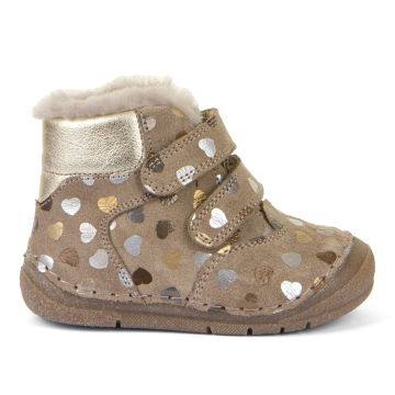 Pienten lasten talvikengät-Beige sydän- Winter Paix Up  Froddo