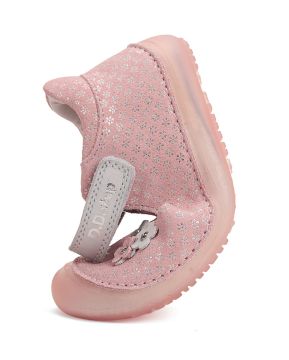 Lasten paljasjalkaremmikengät- metallic pink/kukat - D.D.Step 