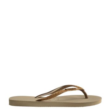 Flip flopit Slim Glitter II Sand/Golden light metal -Havaianas 
