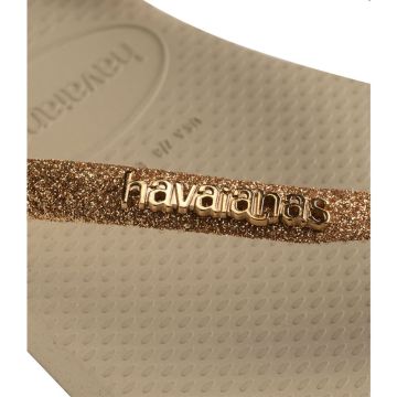 Flip flopit Slim Glitter II Sand/Golden light metal -Havaianas 