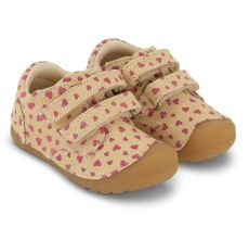 Canvas ensiaskelkengät-Beige hearts- Petit Bundgaard