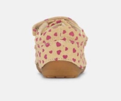 Canvas ensiaskelkengät-Beige hearts- Petit Bundgaard