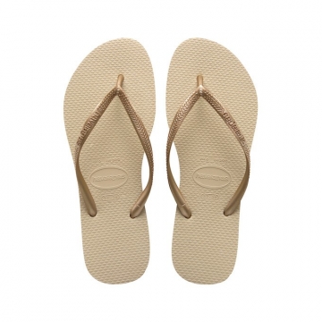 Naisten flip flopit Slim-sand grey /light gold-Havaianas