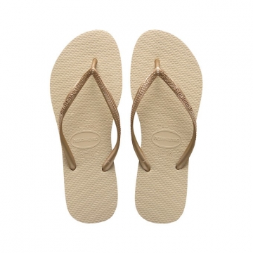 Naisten flip flopit Slim-sand grey /light gold-Havaianas