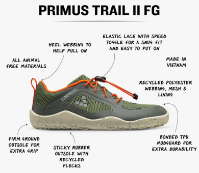 Lasten paljasjalkakengät - Sunny Lime- Primus Trail II Kids - Vivobarefoot