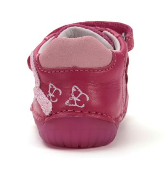 Lasten paljasjalka ensiaskelkengät - Dark Pink/ perhoset  - DD Step 