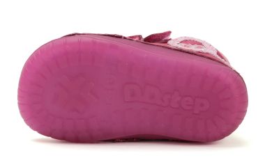 Lasten paljasjalka ensiaskelkengät - Dark Pink/ perhoset  - DD Step 