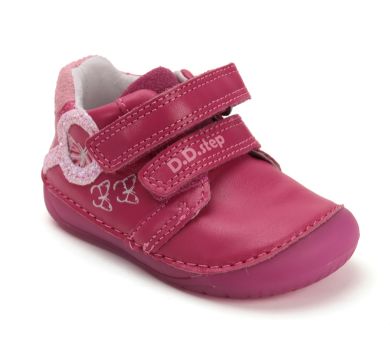 Lasten paljasjalka ensiaskelkengät - Dark Pink/ perhoset  - DD Step 