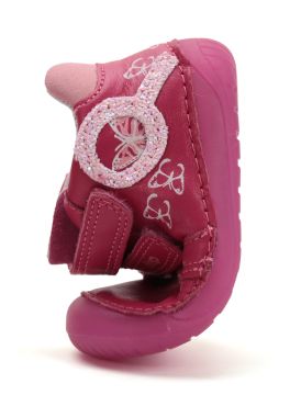 Lasten paljasjalka ensiaskelkengät - Dark Pink/ perhoset  - DD Step 
