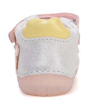 Lasten paljasjalka ensiaskelkengät - White/silver/pink/ Cupcake - DD Step 