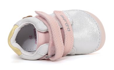 Lasten paljasjalka ensiaskelkengät - White/silver/pink/ Cupcake - DD Step 