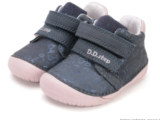 Lasten paljasjalka ensiaskelkengät - Royal Blue/ Kukkaset - DD Step  