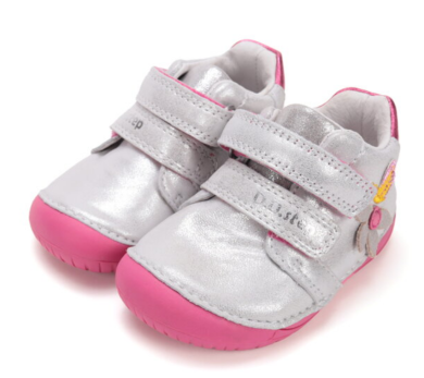 Lasten paljasjalka ensiaskelkengät - Silver /white/ Kukka - DD Step 