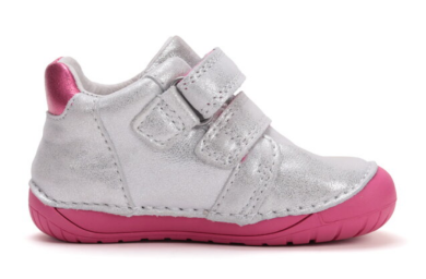 Lasten paljasjalka ensiaskelkengät - Silver /white/ Kukka - DD Step 
