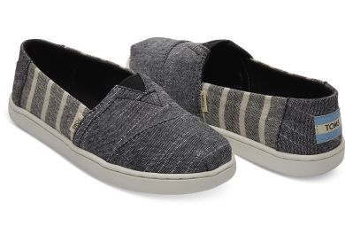 Kangaskengät junior-black cabana stripes- TOMS