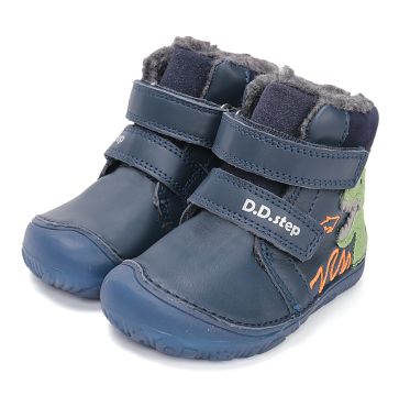 Lasten paljasjalka talvikengät  -royal blue/dino/glow in the dark - D.D.Step