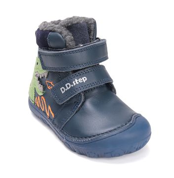 Lasten paljasjalka talvikengät  -royal blue/dino/glow in the dark - D.D.Step